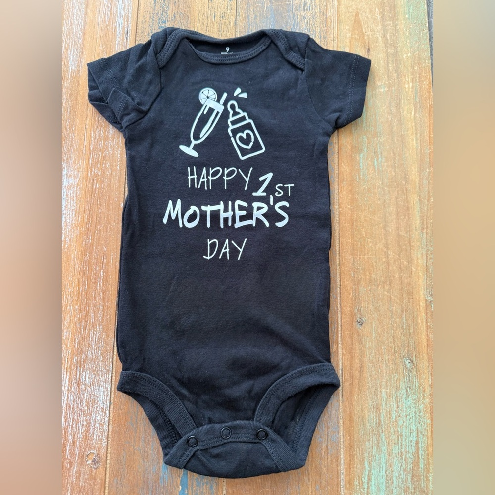 Black Happy 1st Mother's Day Baby Onesie